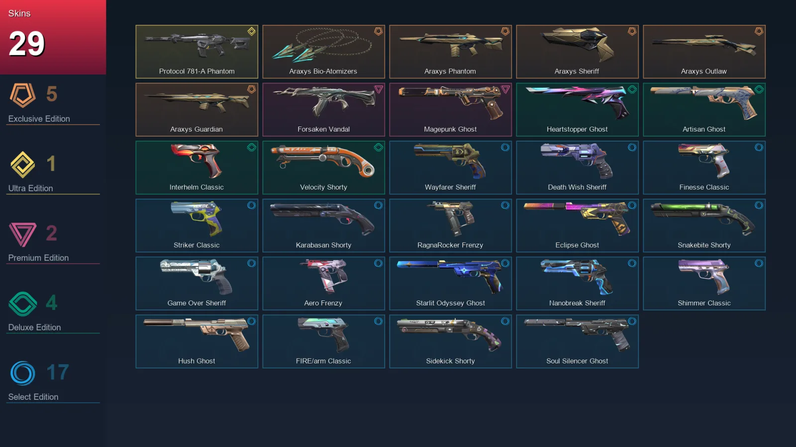 AP | Lv270 | Unranked | 29 Skin | 29 Agent | 109 Buddy
