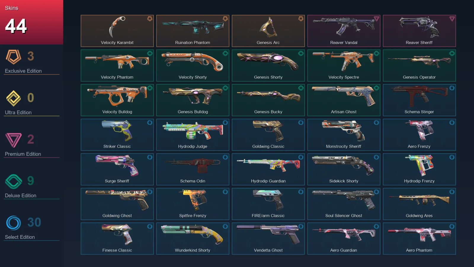 AP | Lv220 | Unranked | 44 Skin | 24 Agent | 91 Buddy — Valorant account