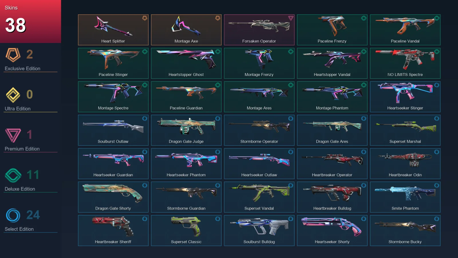 AP | Lv78 | Unranked | 38 Skin | 29 Agent | 37 Buddy