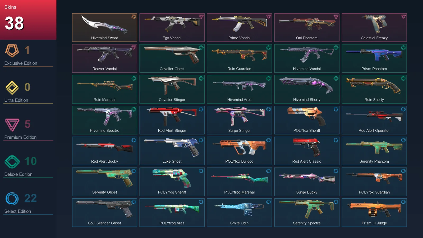 EU | Lv52 | Unranked | 38 Skin | 14 Agent | 33 Buddy — Oni Phantom