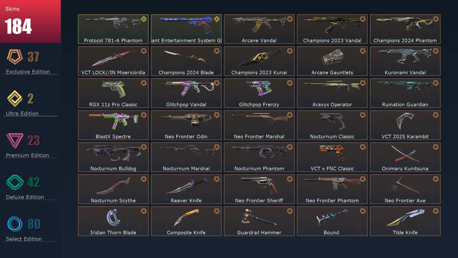 [Valorant] | EU | Level 268 | Platinum 2 | 28 Agents | 184 Skins — Valorant account