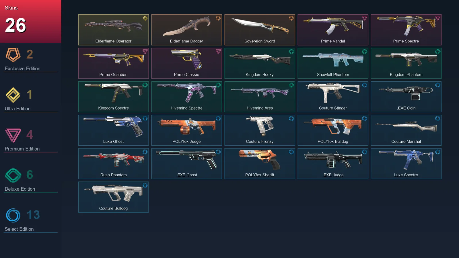 AP | Lv42 | Unranked | 26 Skin | 18 Agent | 34 Buddy