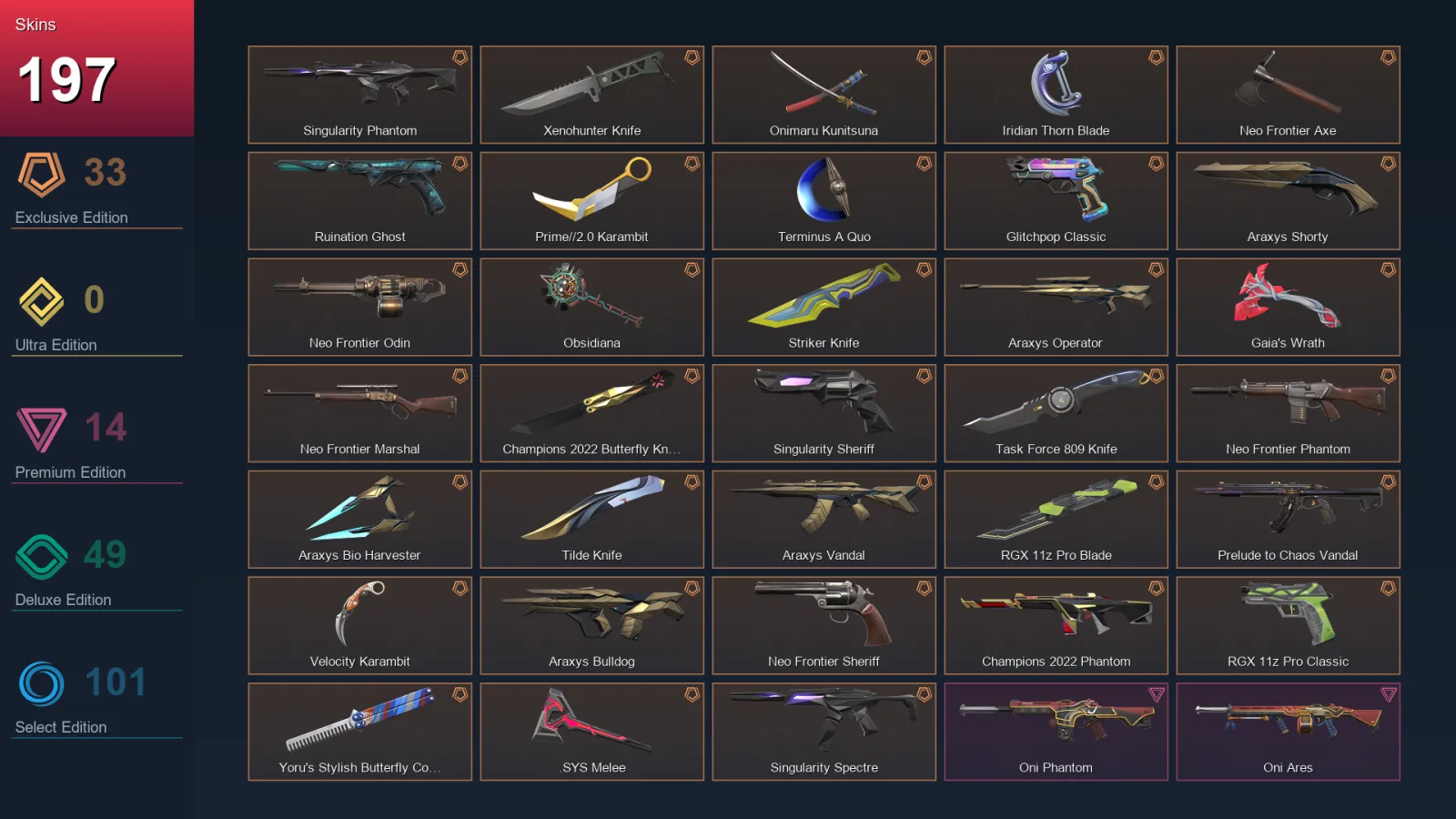 NA | Lv207 | Unranked | 197 Skin | 24 Agent | 164 Buddy