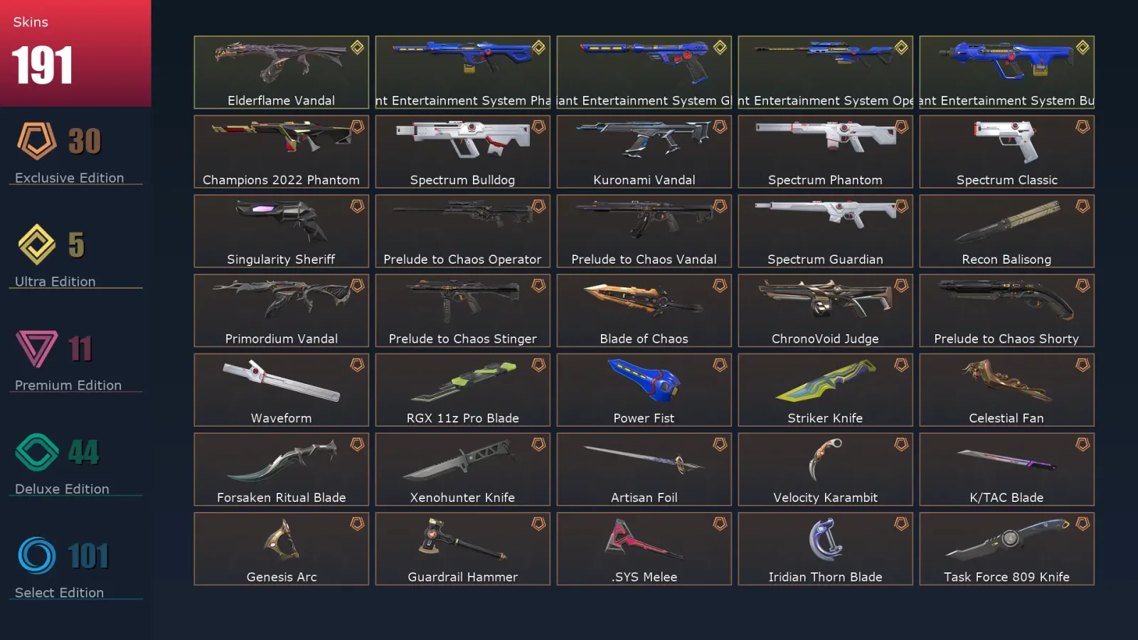 [Valorant] | EU | Level 362 | 25 Agents | 191 Skins — Valorant account