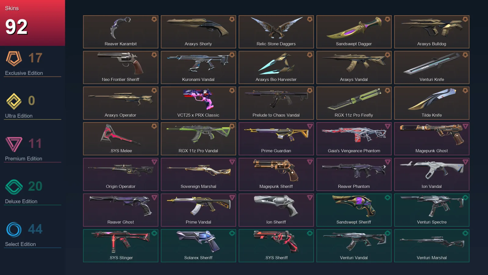 AP | Lv315 | Gold II | 92 Skin | 28 Agent | 138 Buddy