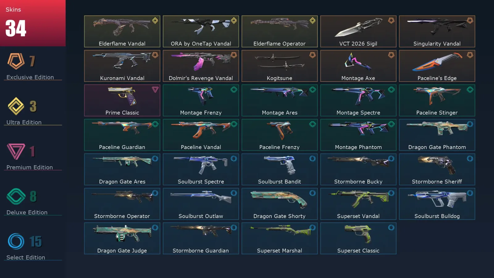 [Valorant] | EU | Level 49 | Diamond 2 | 18 Agents | 34 Skins — Valorant account