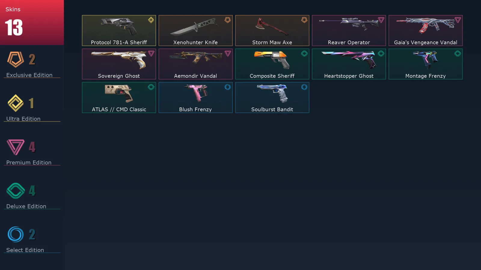 [Valorant] | EU | Level 103 | Silver 2 | 11 Agents | 13 Skins