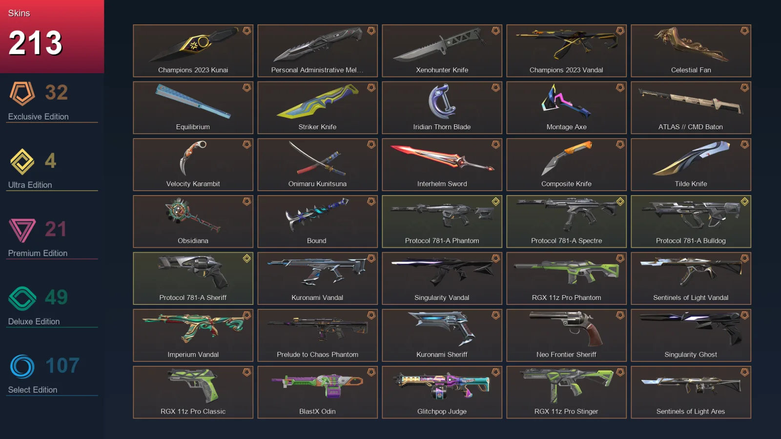 EU | Lv281 | Unranked | 213 Skin | 28 Agent | 175 Buddy — Valorant account