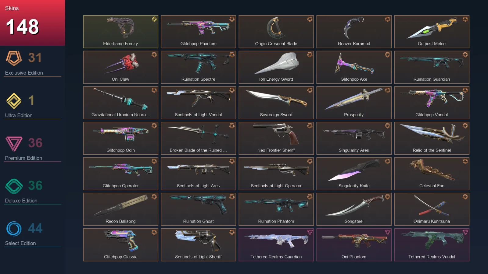 NA | Lv105 | Unranked | 148 Skin | 29 Agent | 92 Buddy