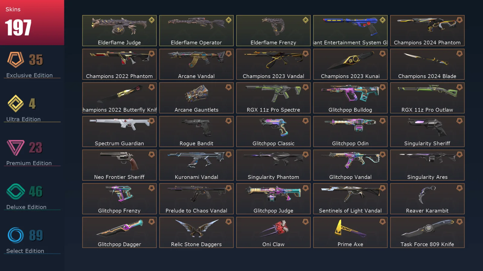 [Valorant] | EU | Level 211 | Gold 3 | 29 Agents | 197 Skins