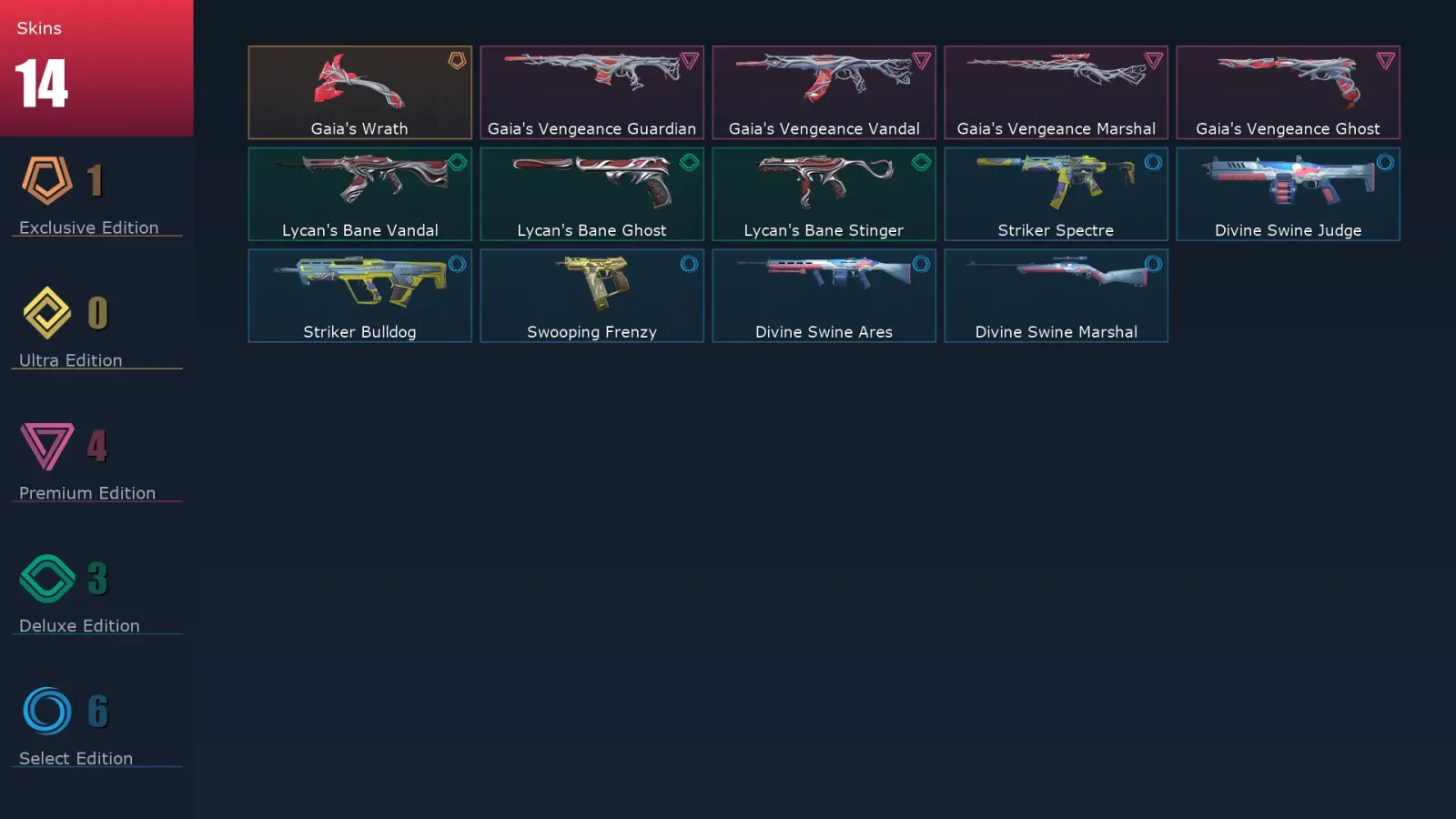 [Valorant] | EU | Level 48 | Silver 3 | 10 Agents | 14 Skins