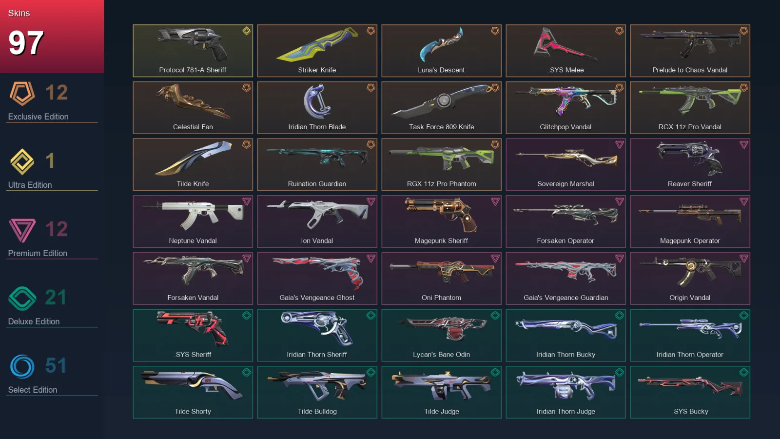 AP | Lv266 | Unranked | 97 Skin | 28 Agent | 113 Buddy — Valorant account