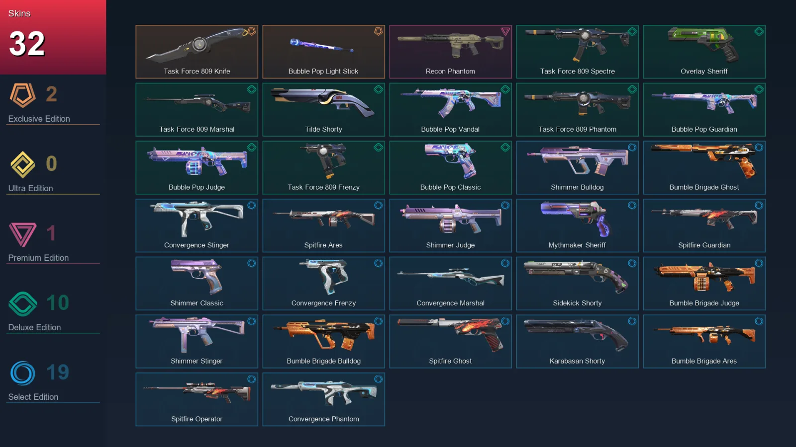 AP | Lv153 | Unranked | 32 Skin | 28 Agent | 60 Buddy
