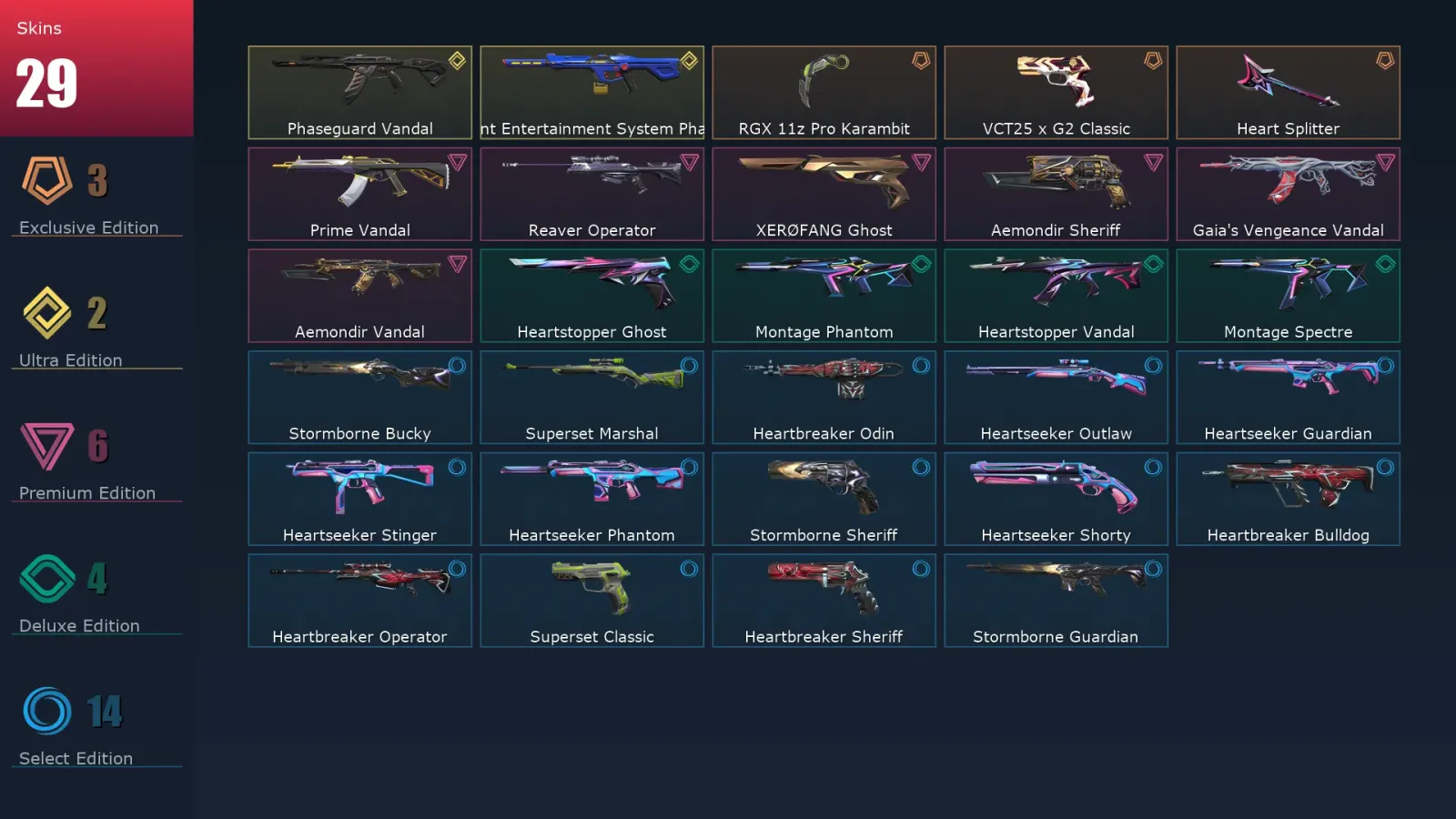 [Valorant] | EU | Level 43 | Ascendant 3 | 15 Agents | 29 Skins — Valorant account