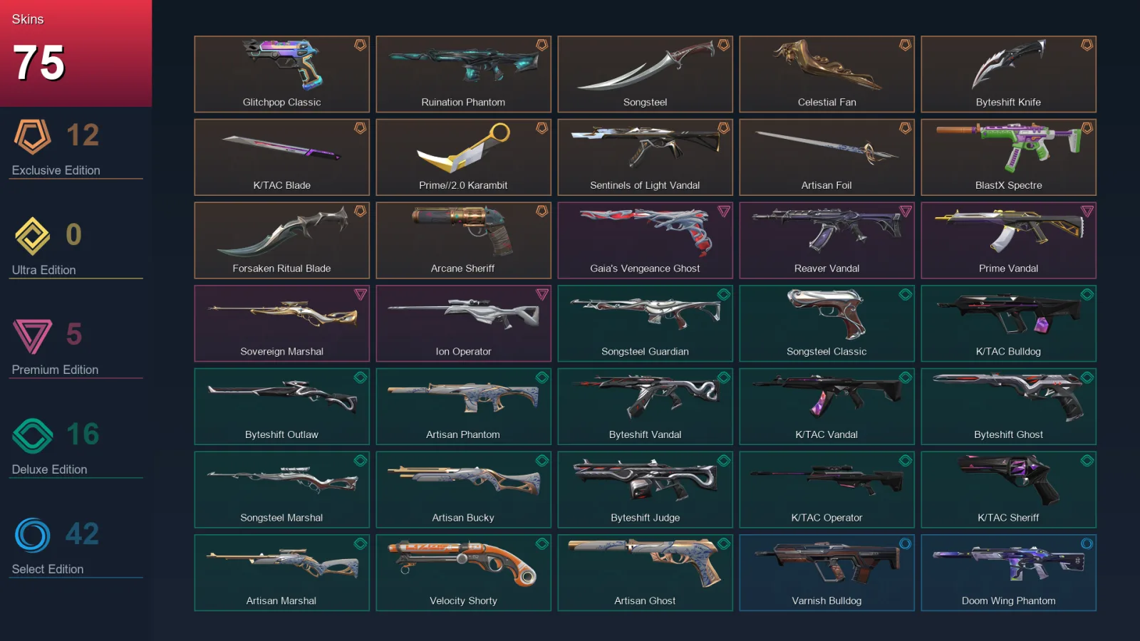 EU | Lv210 | Unranked | 75 Skin | 27 Agent | 103 Buddy