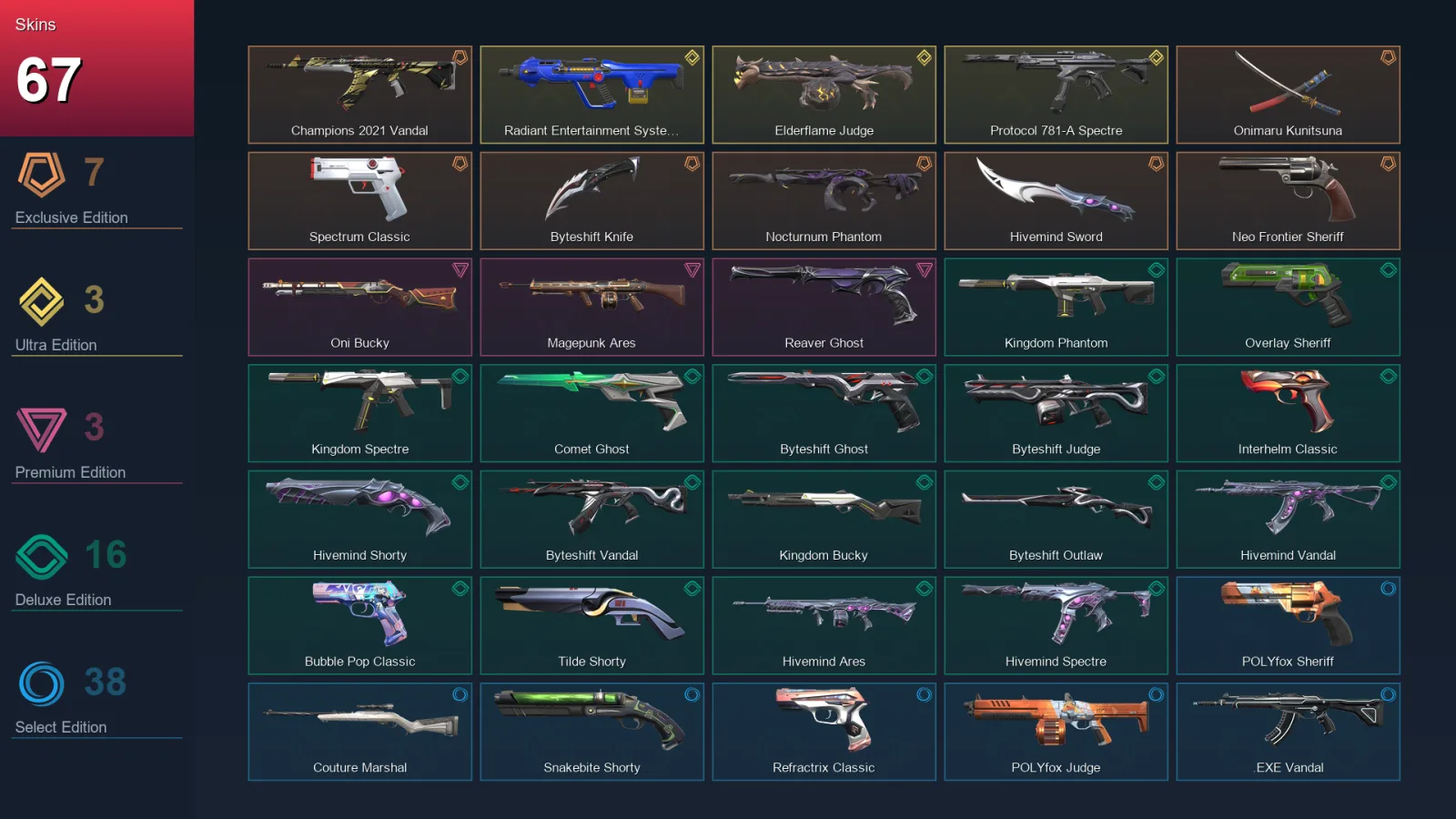 AP | Lv392 | Unranked | 67 Skin | 29 Agent | 161 Buddy