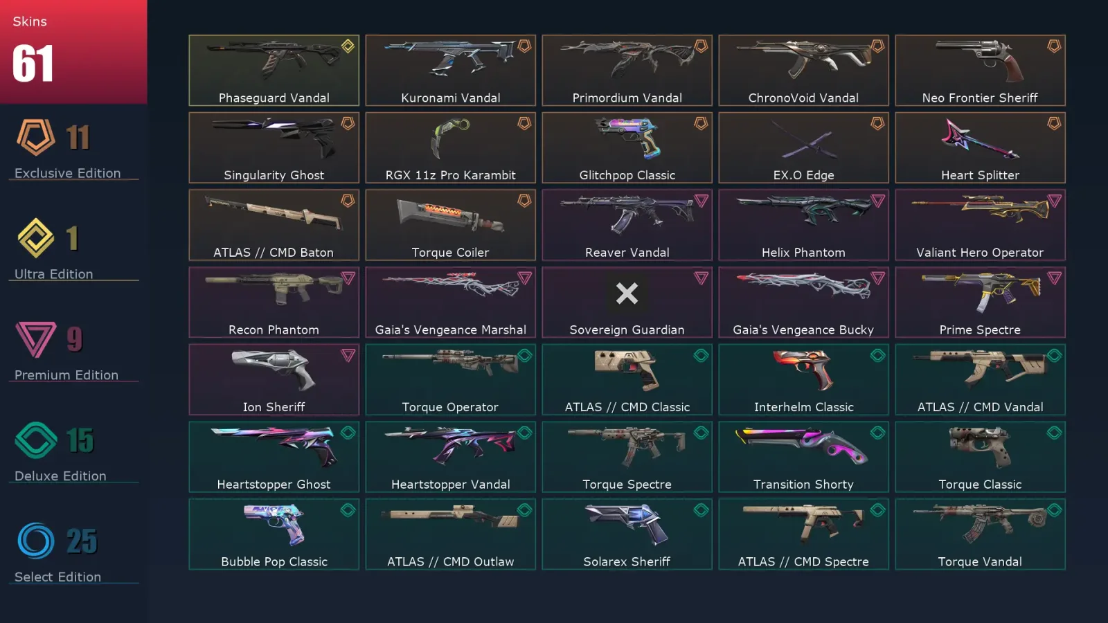 [Valorant] | EU | Level 152 | 28 Agents | 61 Skins