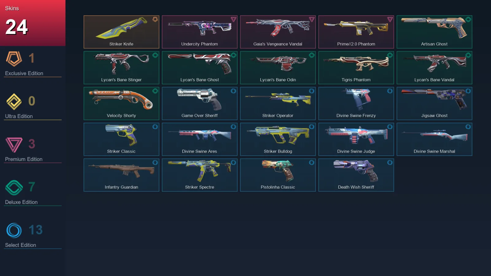 AP | Lv122 | Unranked | 24 Skin | 19 Agent | 39 Buddy