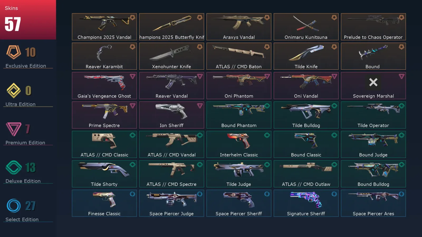 [Valorant] | EU | Level 124 | 28 Agents | 57 Skins