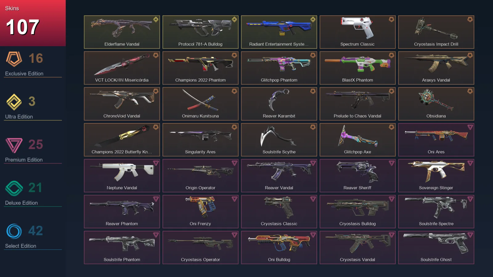 NA | Lv83 | Unranked | 107 Skin | 24 Agent | 68 Buddy — Valorant account