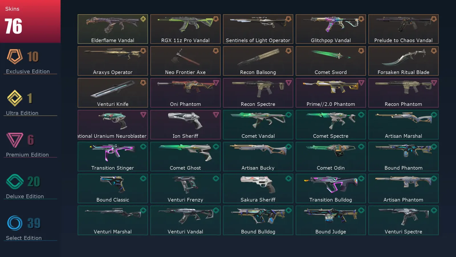 [Valorant] | EU | Level 179 | 28 Agents | 76 Skins — Valorant account