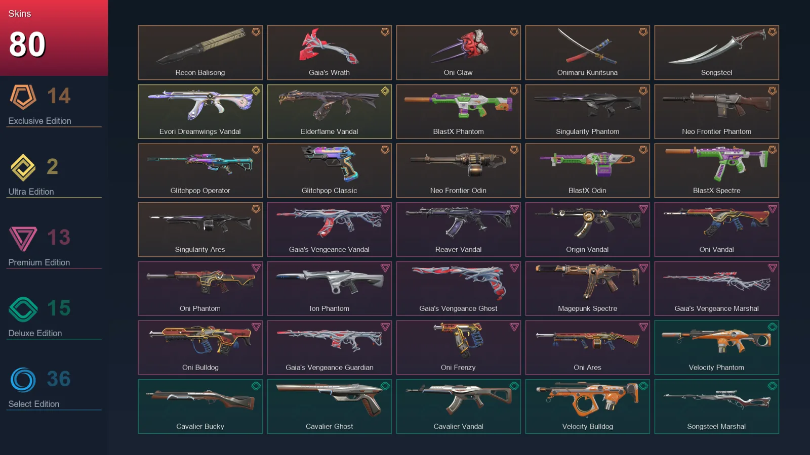 NA | Lv176 | Unranked | 80 Skin | 25 Agent | 108 Buddy — Frequency Ghost