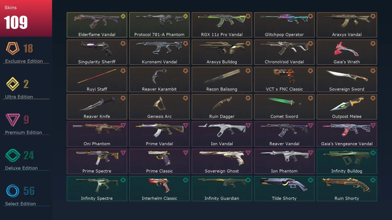 [Valorant] | EU | Level 330 | Ascendant 1 | 29 Agents | 109 Skins