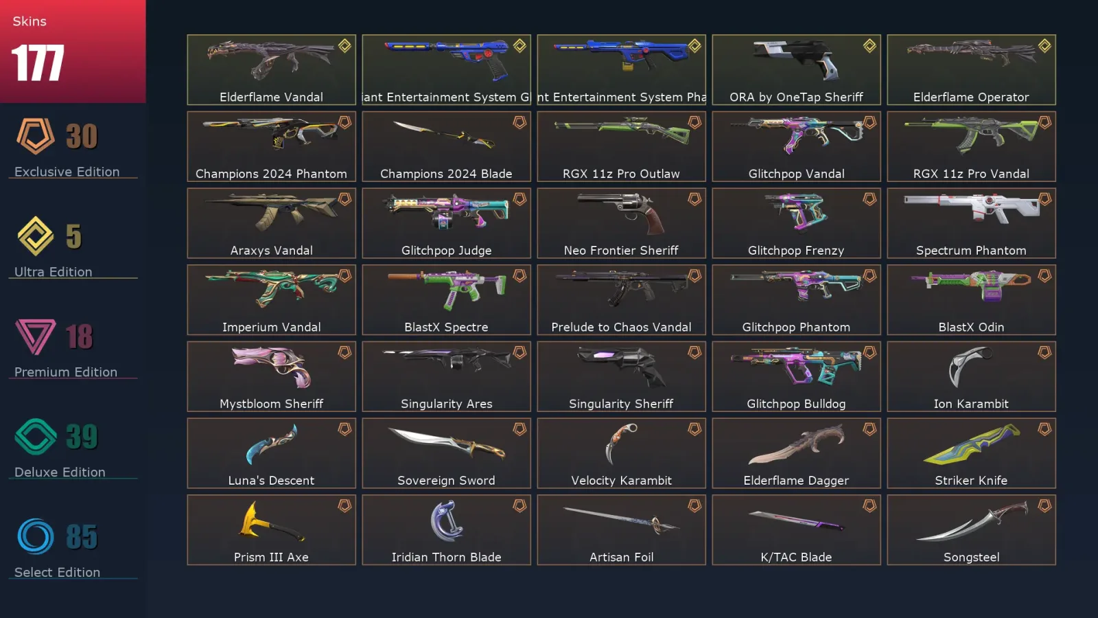 [Valorant] | EU | Level 500 | 29 Agents | 177 Skins — Valorant account