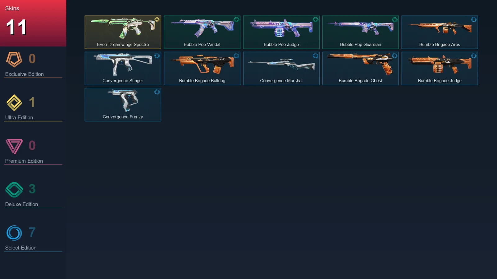 AP | Evori Dreamwings Spectre | Bubble Pop Vandal | Bubble Pop Judge | Bubble Pop Guardian | 11 Skin | 13 Agent | 16 Buddy | Lv31