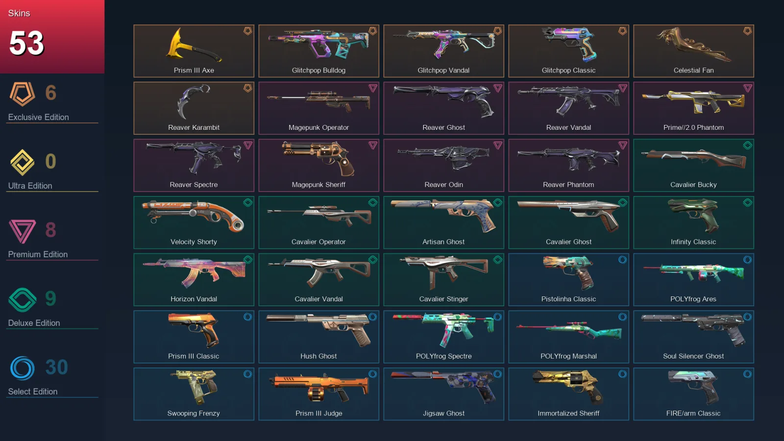 NA | Lv306 | Unranked | 53 Skin | 26 Agent | 117 Buddy