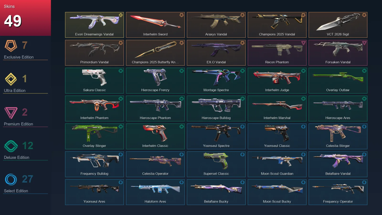 NA | Lv59 | Unranked | 49 Skin | 22 Agent | 49 Buddy — Valorant account