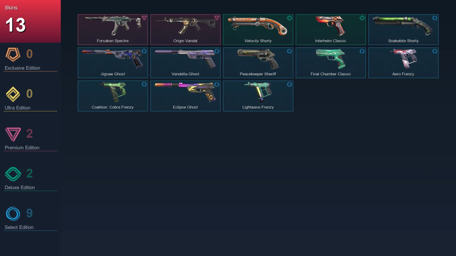 AP | Lv170 | Unranked | 13 Skin | 29 Agent | 77 Buddy