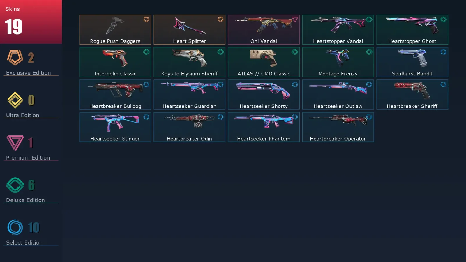 [Valorant] | EU | Level 114 | 29 Agents | 19 Skins