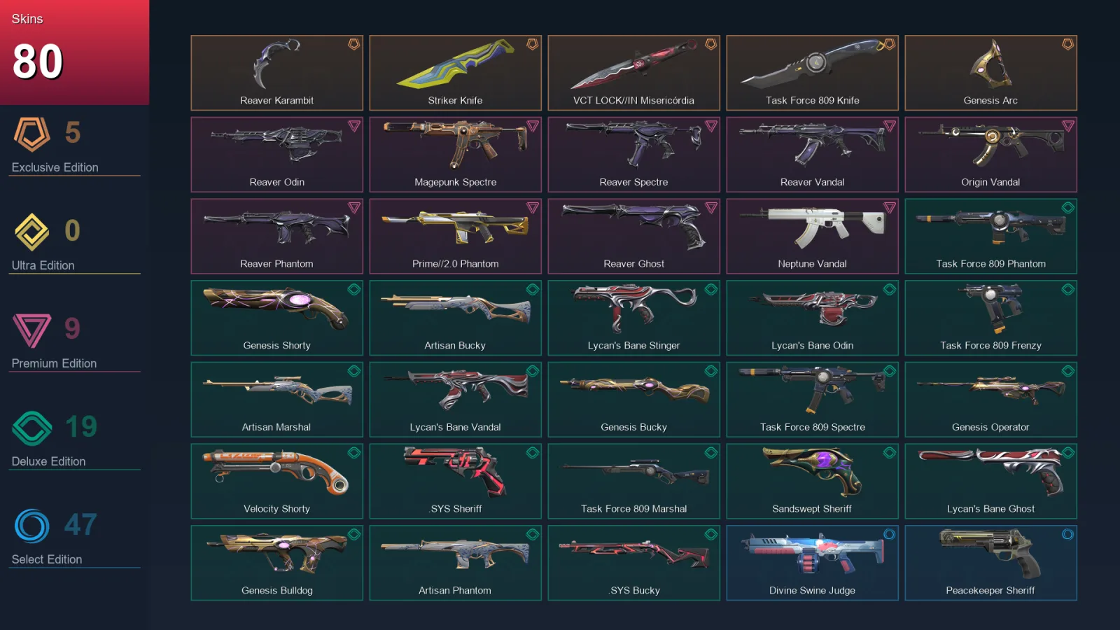 AP | Lv248 | Unranked | 80 Skin | 28 Agent | 110 Buddy