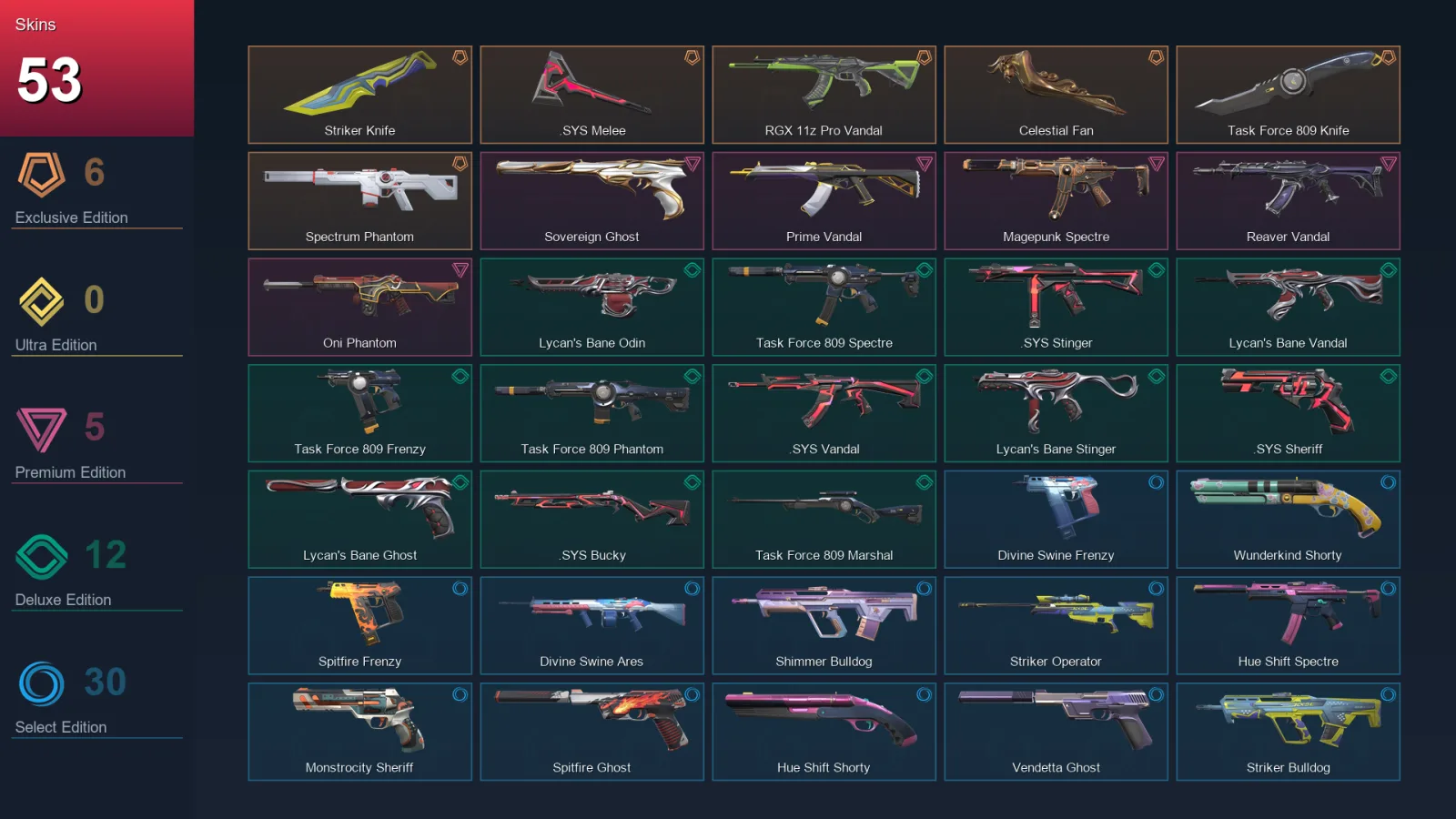 AP | Lv172 | Unranked | 53 Skin | 23 Agent | 78 Buddy
