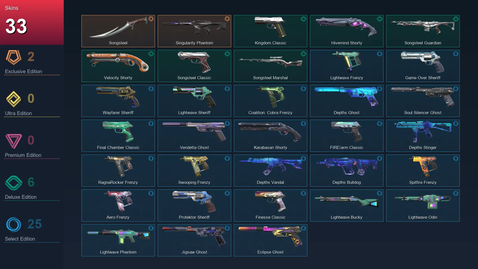 EU | Lv259 | Unranked | 33 Skin | 24 Agent | 95 Buddy — Valorant account