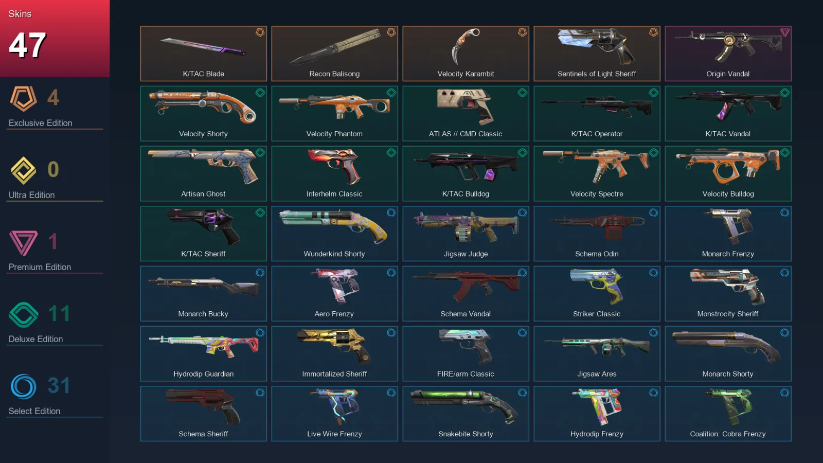 AP | Lv271 | Unranked | 47 Skin | 28 Agent | 99 Buddy — Valorant account