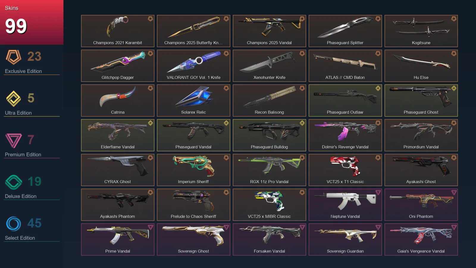 NA | Lv59 | Silver III | 99 Skin | 17 Agent | 69 Buddy — Valorant account