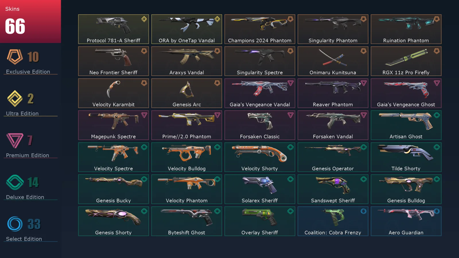 [Valorant] | EU | Level 391 | Gold 2 | 29 Agents | 66 Skins