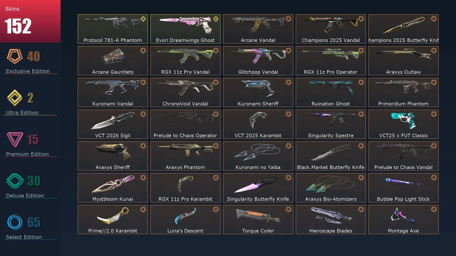 [Valorant] | EU | Level 197 | 29 Agents | 152 Skins — Valorant account