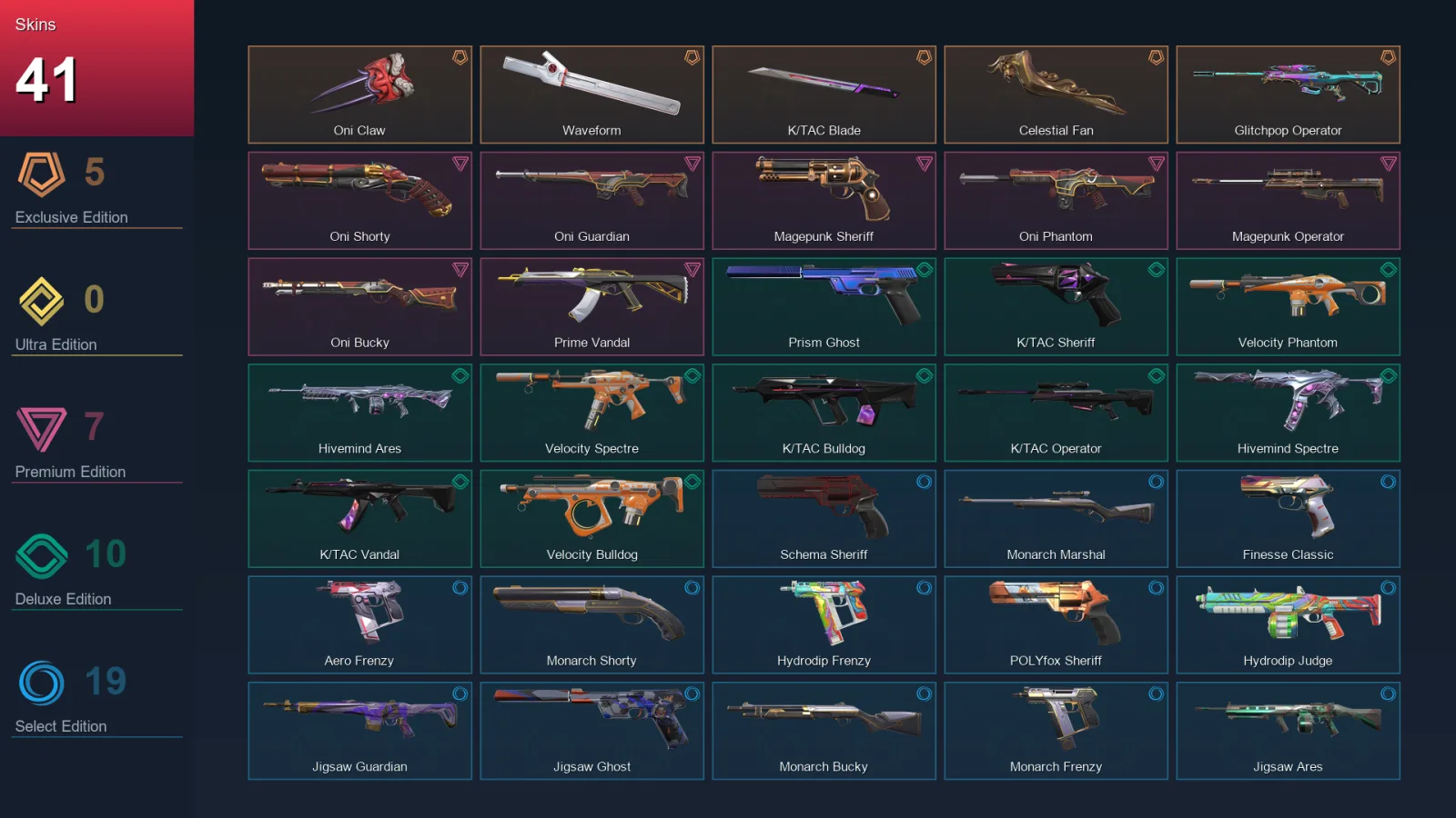 EU | Lv64 | Unranked | 41 Skin | 19 Agent | 46 Buddy
