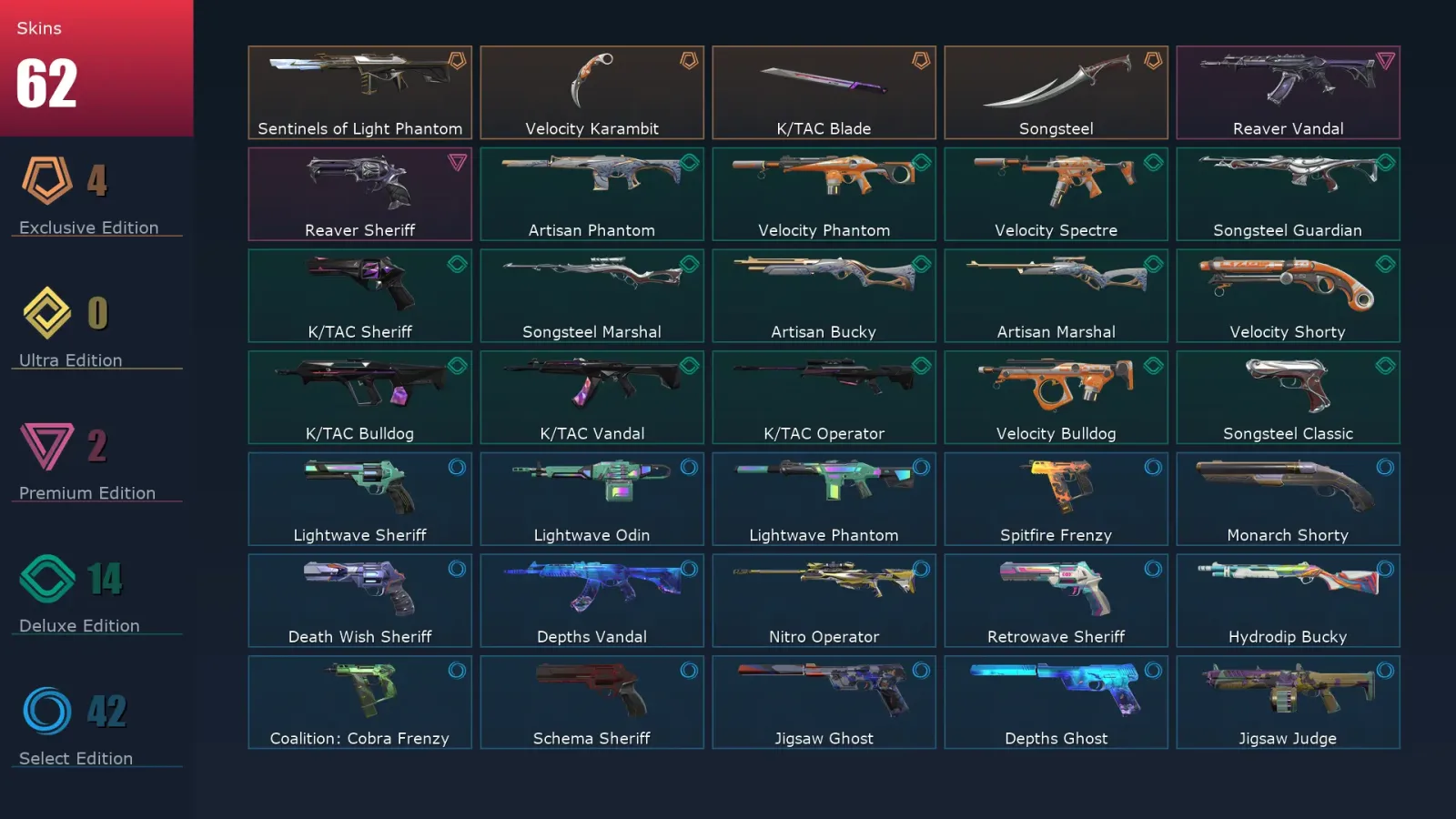 [Valorant] | EU | Level 191 | 24 Agents | 62 Skins — Valorant account