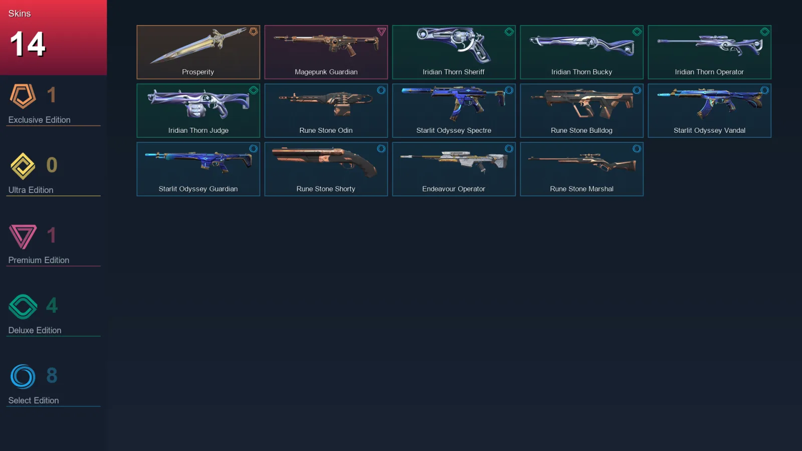EU | Lv34 | Unranked | 14 Skin | 10 Agent | 15 Buddy
