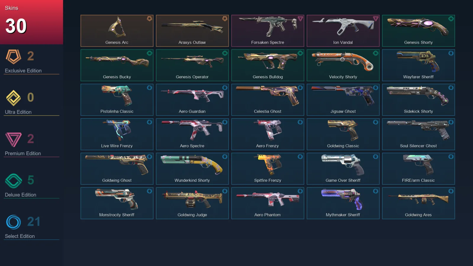 AP | Lv214 | Unranked | 30 Skin | 28 Agent | 96 Buddy