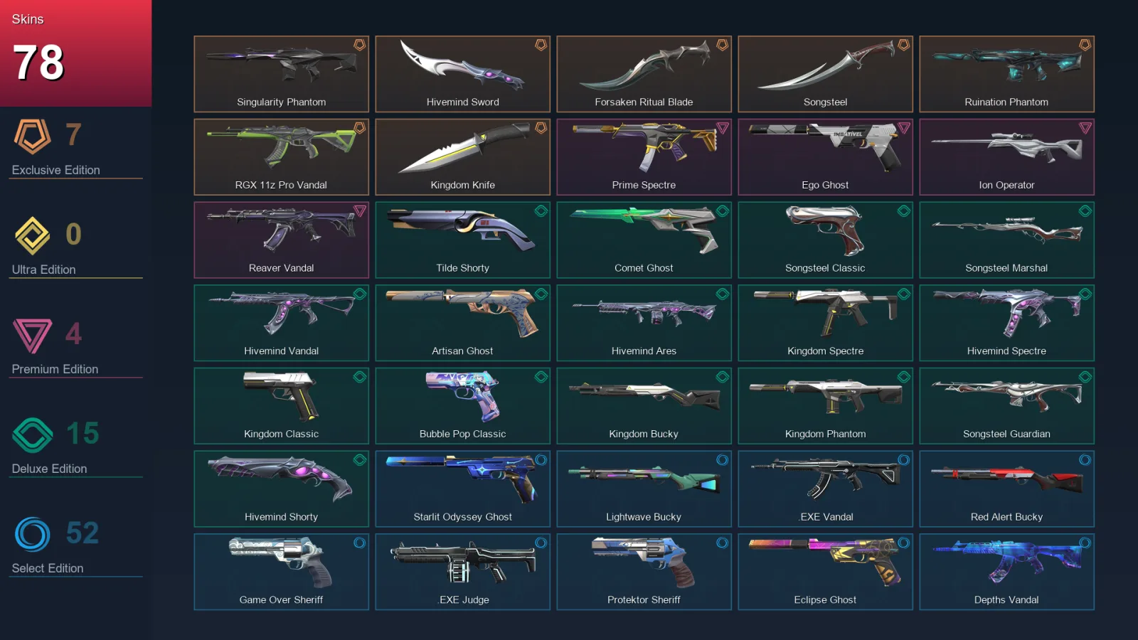 AP | Lv341 | Unranked | 78 Skin | 25 Agent | 135 Buddy