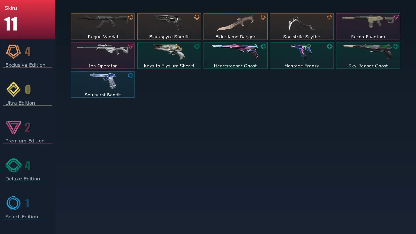 [Valorant] | EU | Level 1 | Immortal 3 | 29 Agents | 11 Skins