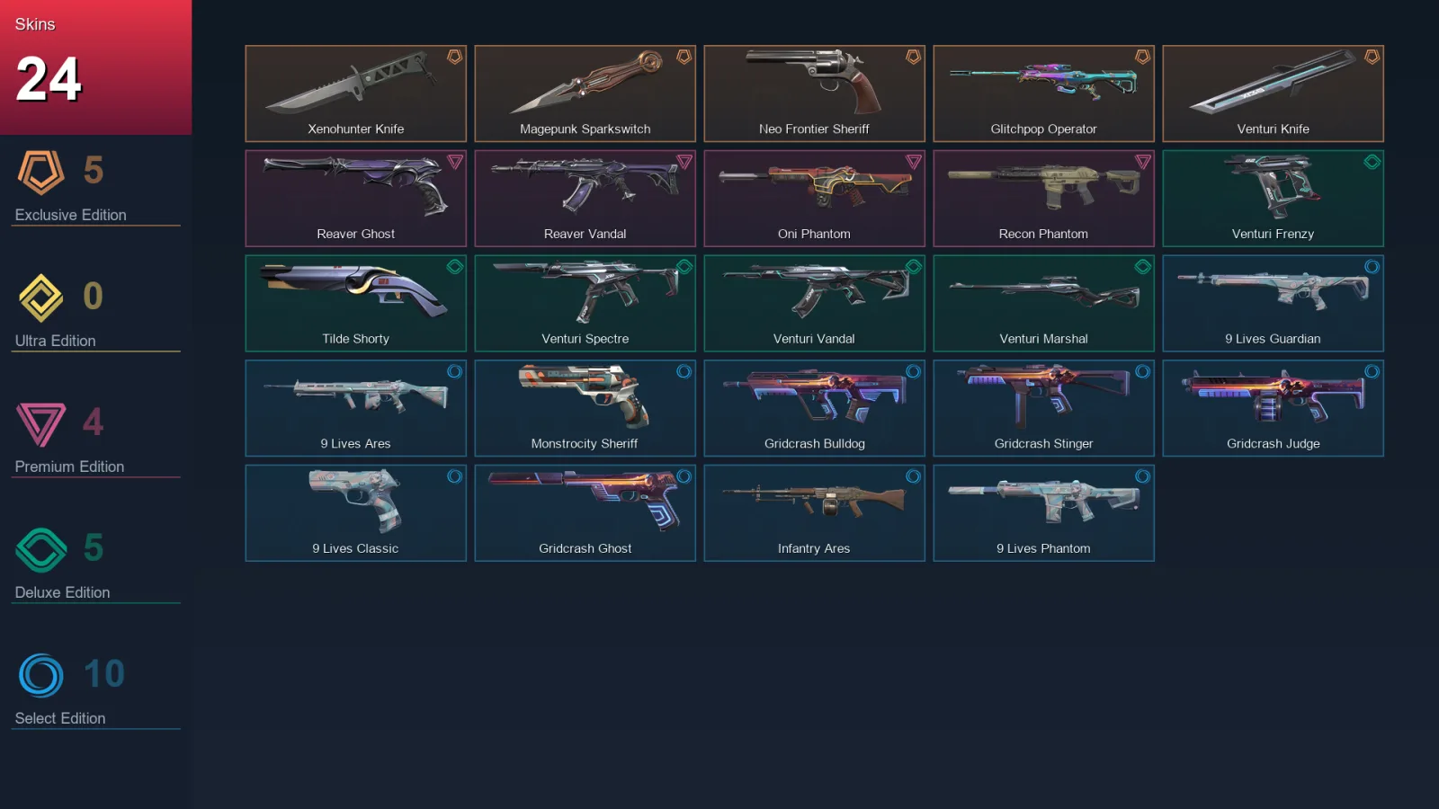 EU | Lv88 | Unranked | 24 Skin | 26 Agent | 36 Buddy