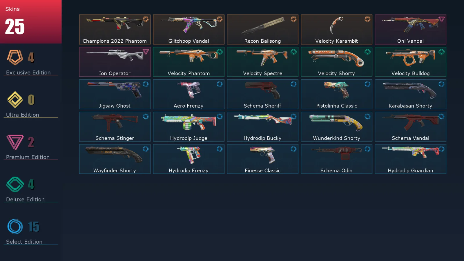[Valorant] | EU | Level 127 | 26 Agents | 25 Skins