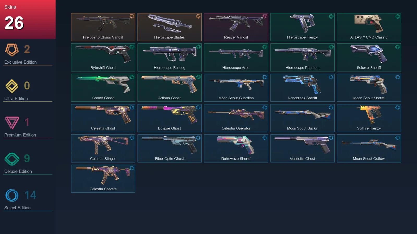 AP | Lv270 | Unranked | 26 Skin | 28 Agent | 96 Buddy