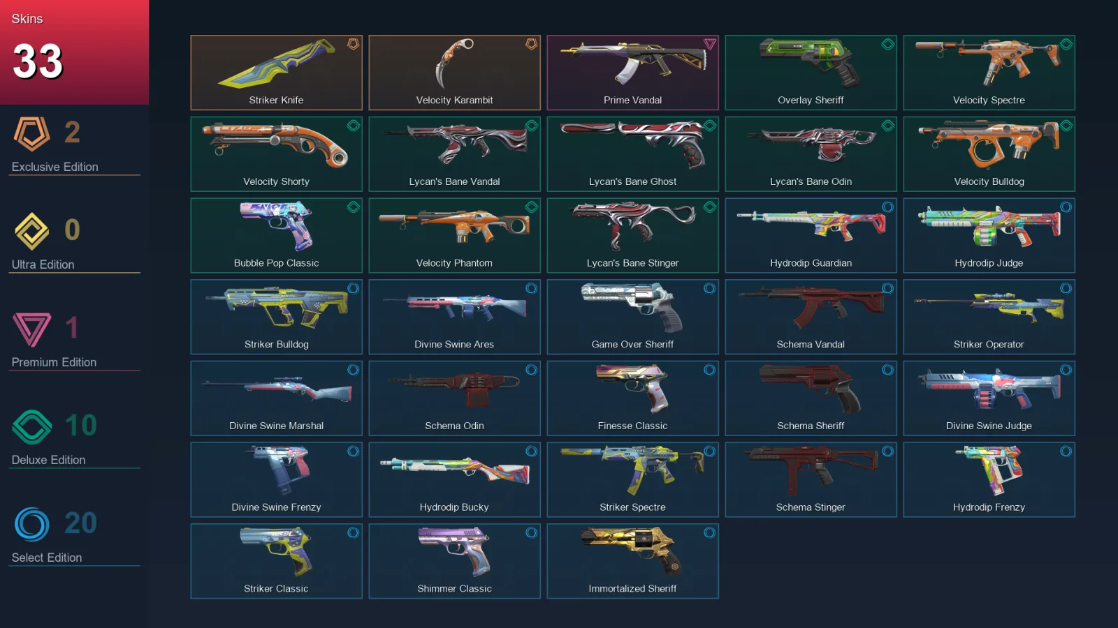 LA | Lv167 | Unranked | 33 Skin | 26 Agent | 78 Buddy